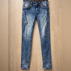 Rock Revival Skinny Jeans Crystal Sequin Embellished Y2K Denim Size 26